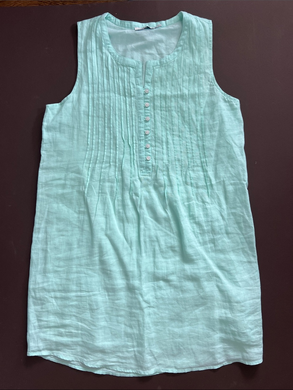 Vineyard Vines Mint Sleeveless Linen Pintuck Dress